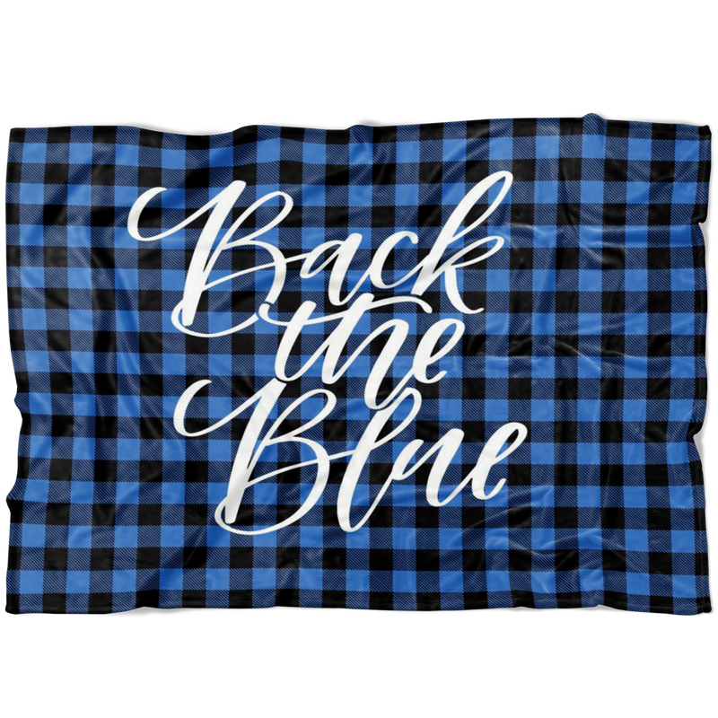 Back The Blue © Script Fleece Blanket (Buffalo Plaid)