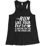 Run Like Your Hero © / 5PT Badge Ladies Flowy Racerback (White)
