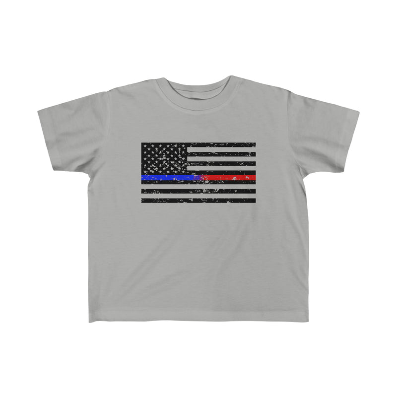Standard Distressed Flag © Toddler Tee (Thin Blue / Red Line Duo)