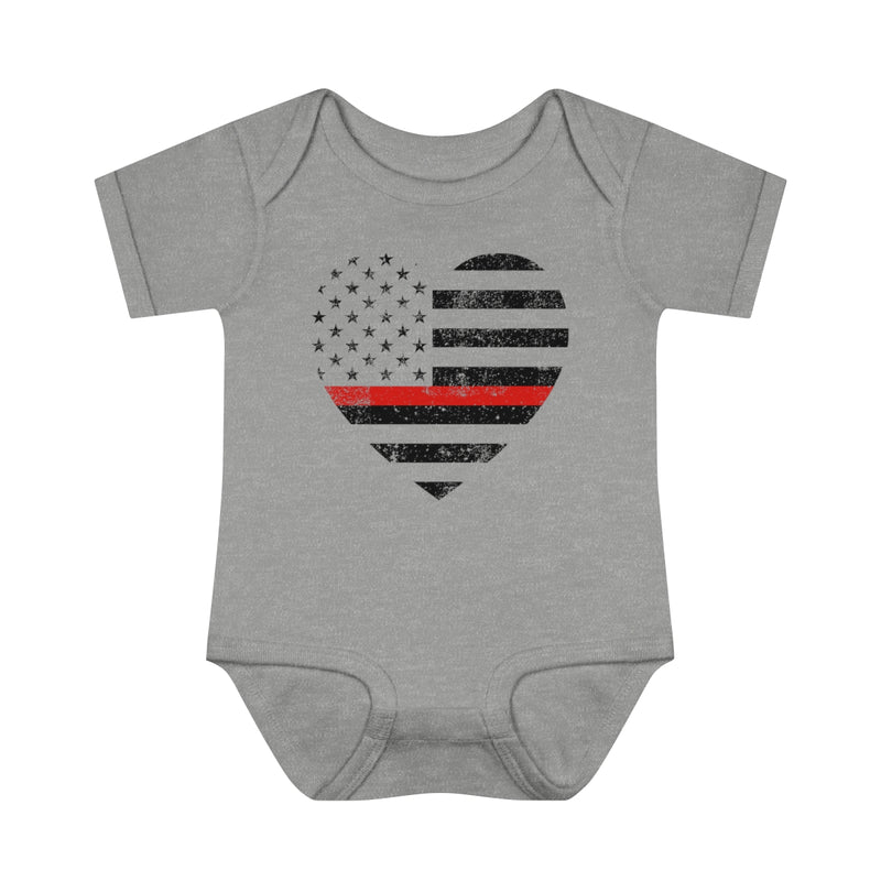 Grunge Heart Flag © Infant Bodysuit (Thin Red Line)