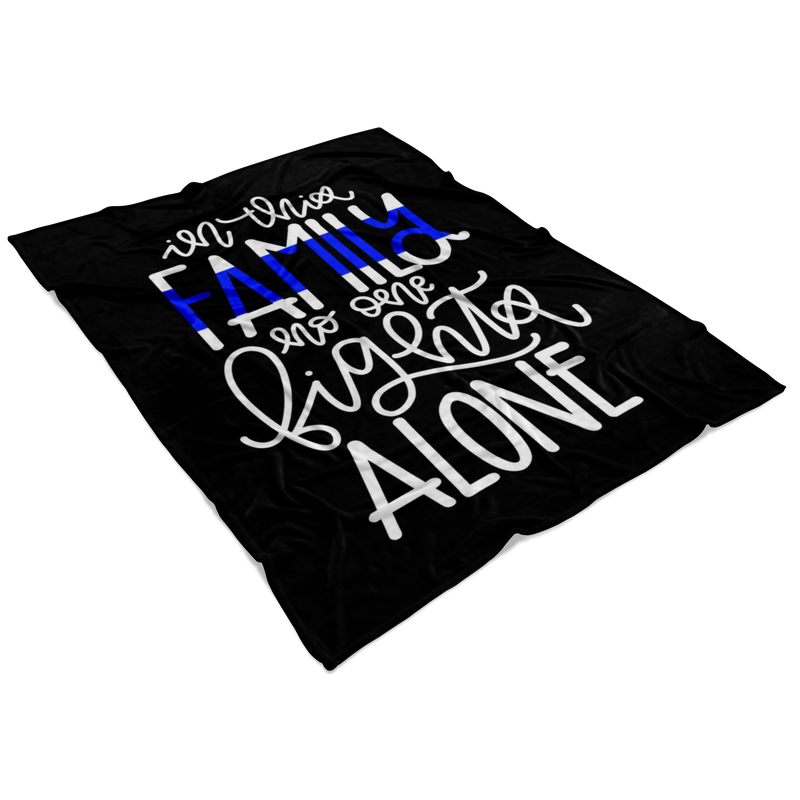 In This Family No One Fights Alone Thin Blue Line Fleece Blanket