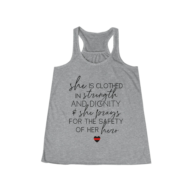She Prays For The Safety Of Her Hero © Flowy Racerback Tank (Thin Red Line)