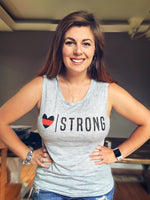 Heart Strong© (Thin Red Line) Ladies Flowy Muscle Tank