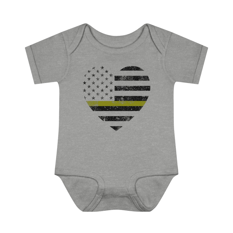 Grunge Heart Flag © Infant Bodysuit (Thin Gold Line)