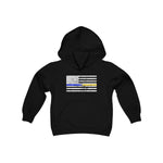 Standard Distressed Flag © Youth Hoodie (Thin Blue / Gold Line Duo)