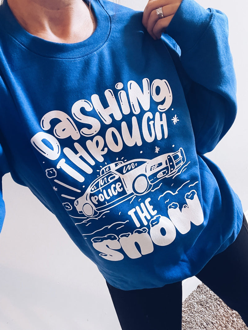 Dashing Through The Snow (LEO) © Unisex Crewneck Sweatshirt  (Royal Blue)