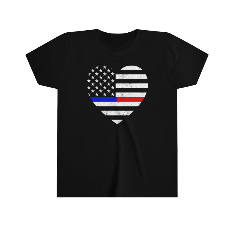 Grunge Heart Flag © Youth Tee (Thin Blue / Thin Red Line Duo)