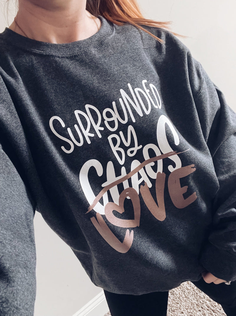 Surrounded By Love © Unisex Crewneck Sweatshirt (Dark Grey Heather)