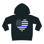 Grunge Heart Flag © Toddler Pullover Fleece Hoodie (Thin Blue Line)