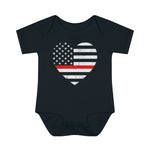 Grunge Heart Flag © Infant Bodysuit (Thin Red Line)