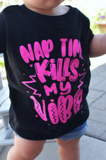 Nap Time Kills My Vibe© Youth Tee (Black + Bright Pink)