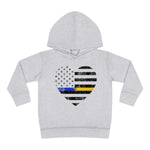 Grunge Heart Flag © Toddler Pullover Fleece Hoodie (Thin Blue / Thin Gold Line Duo)