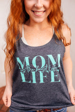 Mom Life Is The Best Life © Women's Scoop Tank (Denim + Mint)