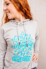 Crazy, Chaotic, Exhausting Kind of Love © Unisex French Terry ™ Hoodie (Light Heather Grey +Turquoise)