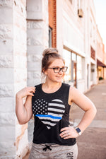 Grunge Heart Flag ©  Ladies Flowy Muscle Tank (Select Your Line Color)