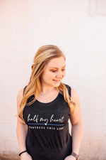 Half My Heart Protects This Line ©  Ladies Flowy Muscle Tank (Select Your Line Color)