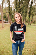 Grunge Heart Flag © Unisex Top (Thin Red Line)