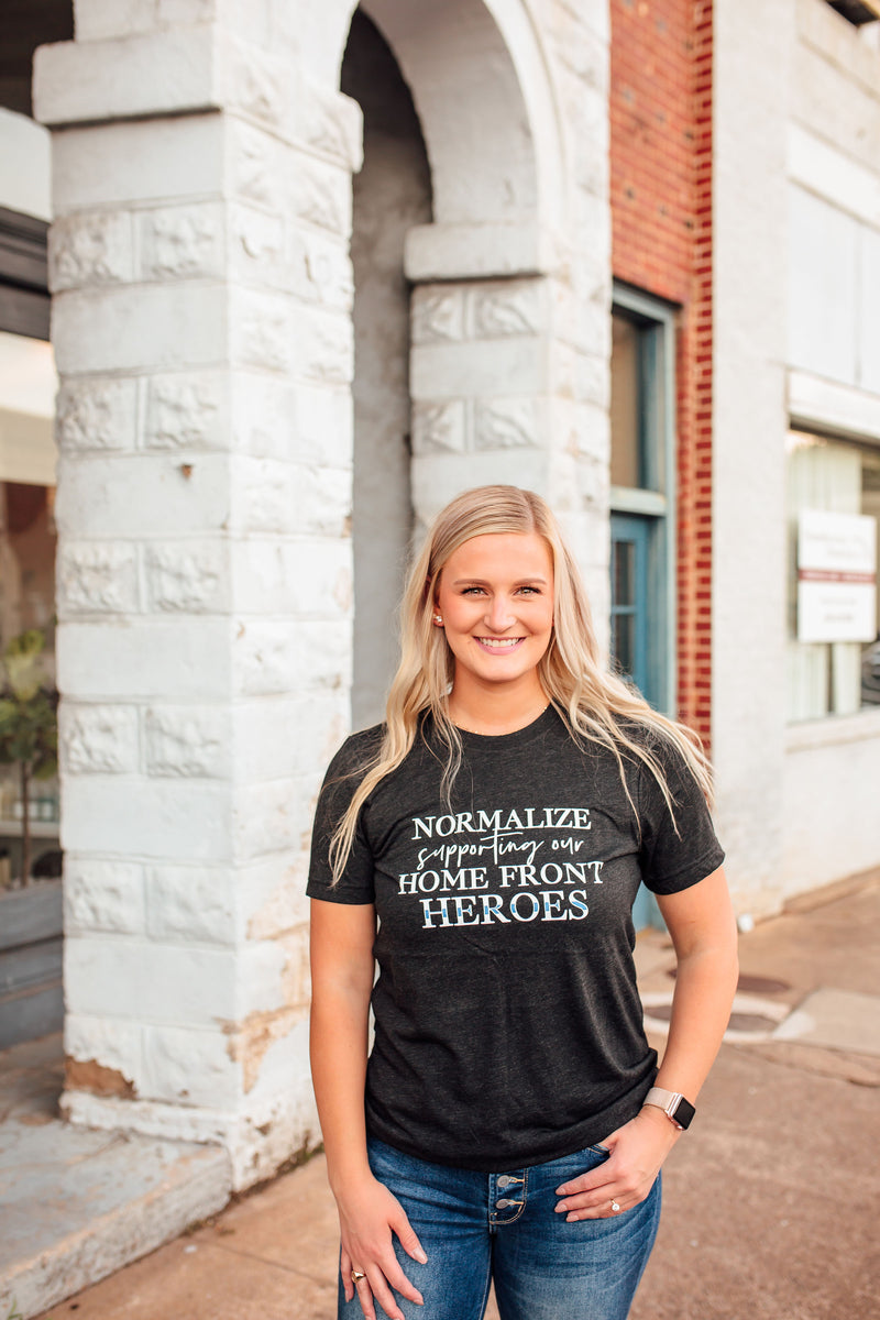 Normalize Supporting Our Home Front Heroes © Unisex Top (Black Heather Triblend)