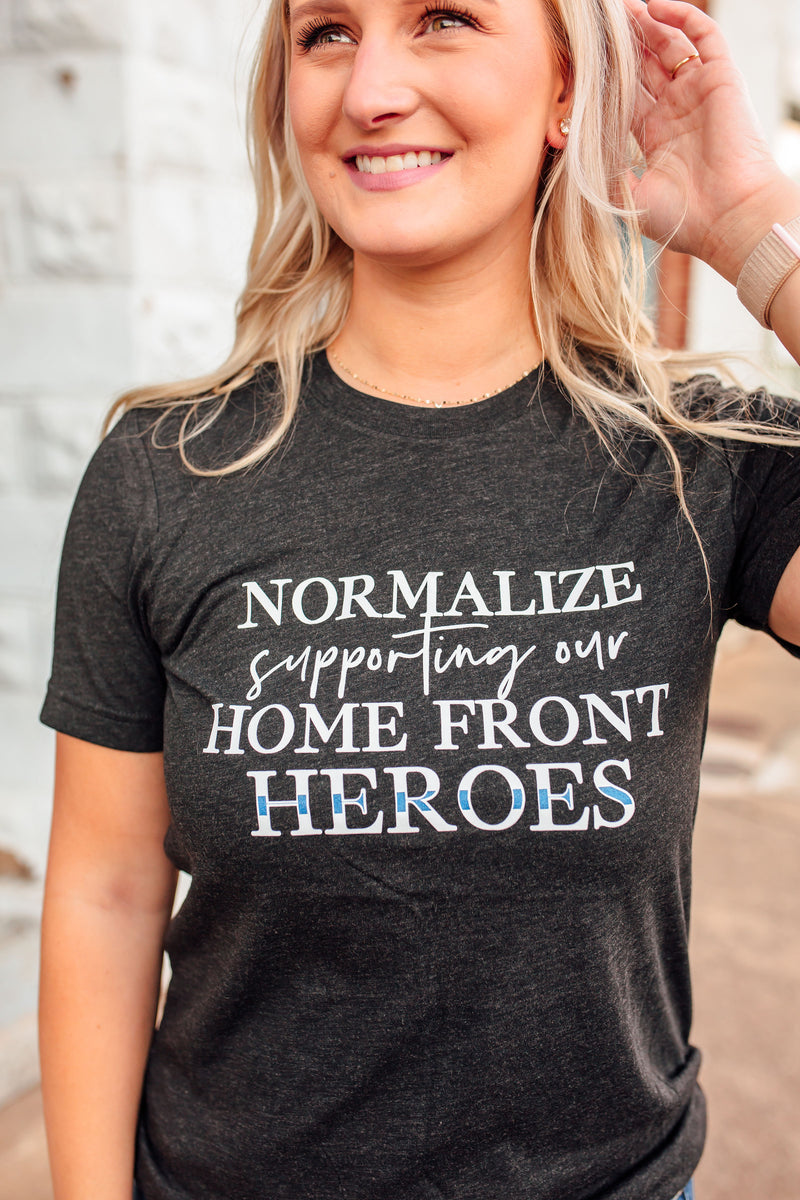 Normalize Supporting Our Home Front Heroes © Unisex Top (Black Heather Triblend)