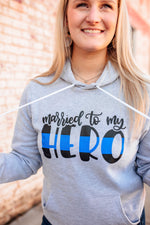 Married To My Hero © Unisex Pullover Hoodie (Thin Blue Line)