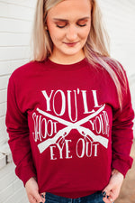 You'll Shoot Your Eye Out © Unisex Crewneck Sweatshirt (Cardinal Red + White)