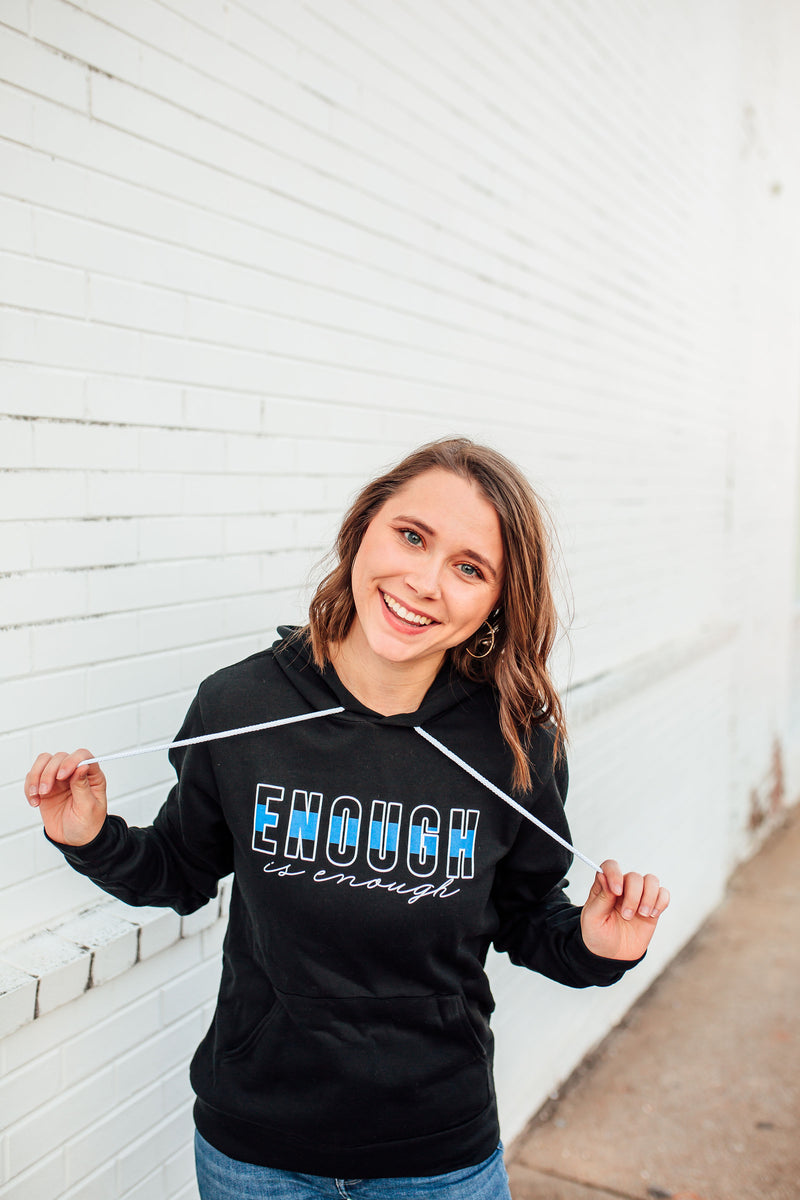 Enough Is Enough © Unisex Pullover Hoodie (Black + Thin Blue Line)