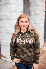 MAMA Script Camo Unisex Hoodie (Forest Camo + Rose Gold Shimmer)