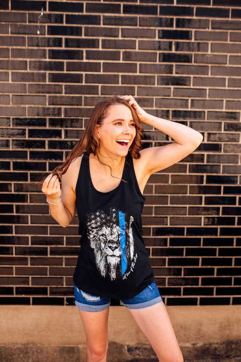Not One Of The Sheep © Flowy Racerback Tank (Thin Blue Line)