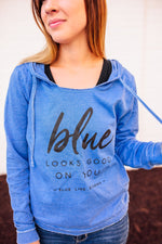 Blue Looks Good On You © Ladies Stella Pullover Hoodie (Black)