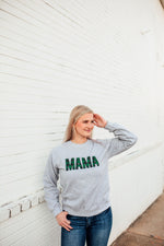 MAMA Buffalo Plaid © Unisex Crewneck Sweatshirt (Grey + Hunter Green/Black)