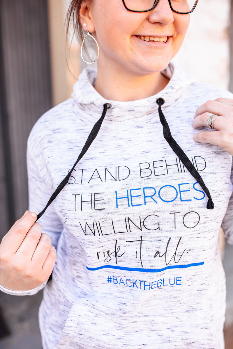 Stand Behind The Heroes Willing To Risk It All © Ladies Mélange Fleece Hoodie (TBL)