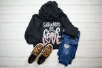Surrounded By Love © Cowl Neck Fleece Hoodie (Black Heather + White/RGS)