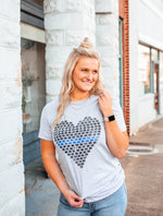 Distressed Bullet Heart © Unisex Tee (Thin Blue Line)