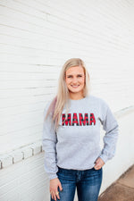 MAMA Buffalo Plaid © Unisex Crewneck Sweatshirt (Grey+ Red/Black)