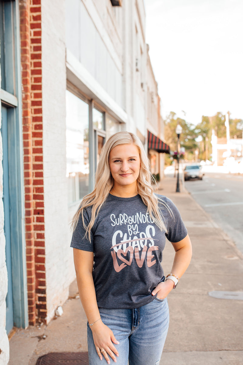 Surrounded By Love ©  Unisex Tee (White/Rose Gold Shimmer)