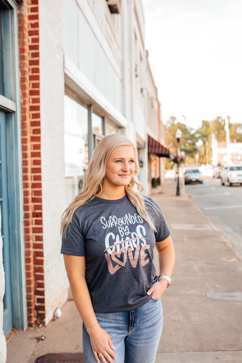 Surrounded By Love ©  Unisex Tee (White/Rose Gold Shimmer)