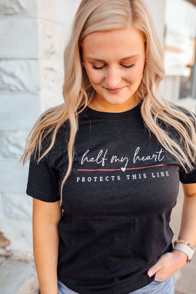 Half My Heart Protects This Line © Unisex Top (Thin Red Line)