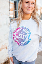 Mom Life Distressed Emblem © Unisex Crewneck Sweatshirt (Ombré Glitter)