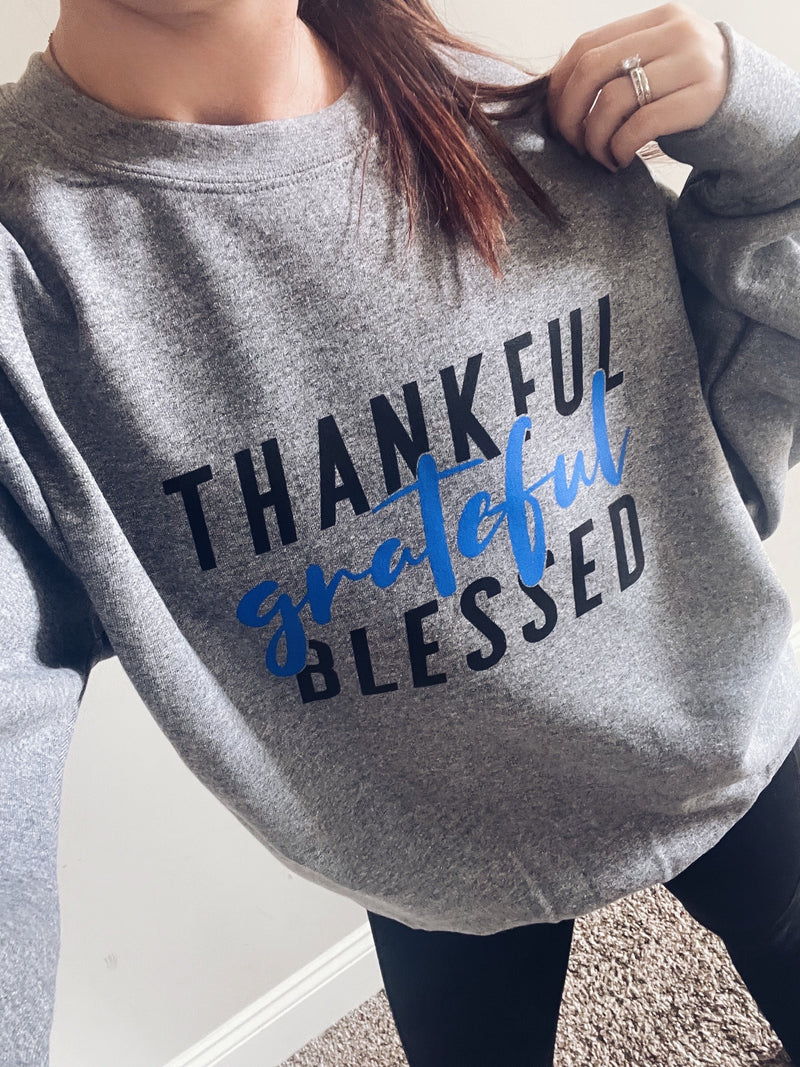 Thankful Grateful Blessed © Unisex Crewneck Sweatshirt (Sport Grey)