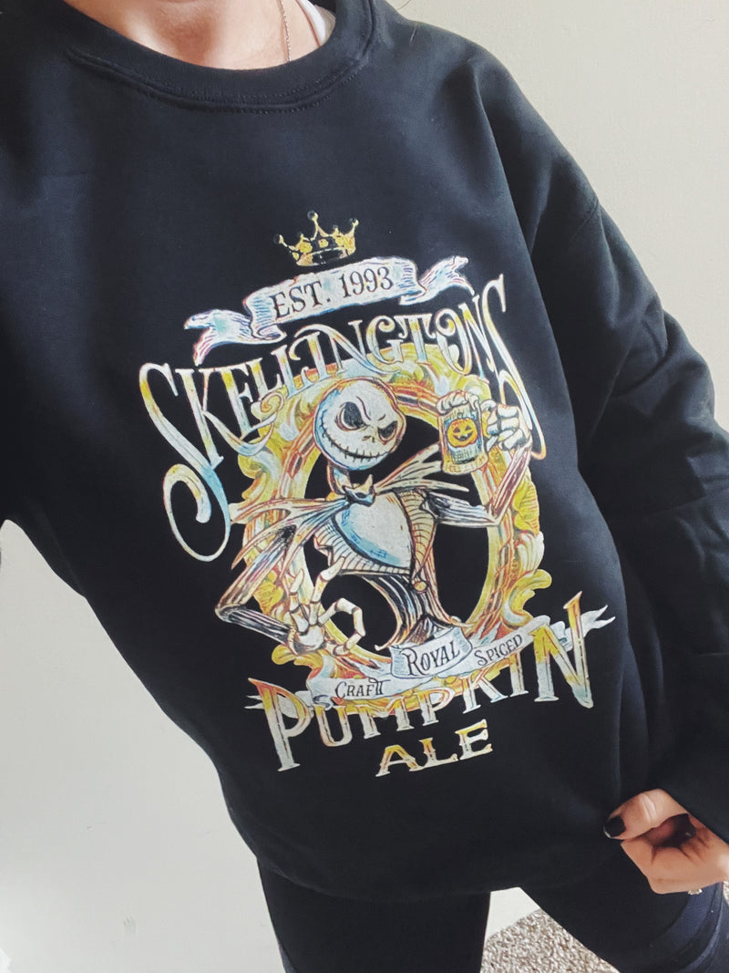 Skellington's Pumpkin Ale University Unisex Crewneck Sweatshirt (Black) // FINAL SALE