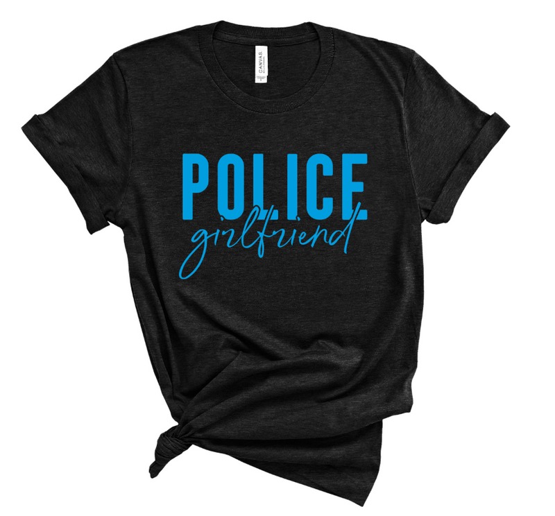 Police Girlfriend Unisex Top (Columbia Blue + Black Heather)