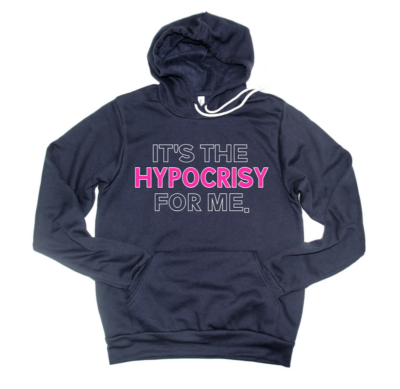 It's The Hypocrisy For Me © Unisex Pullover Hoodie (White/Fuchsia)