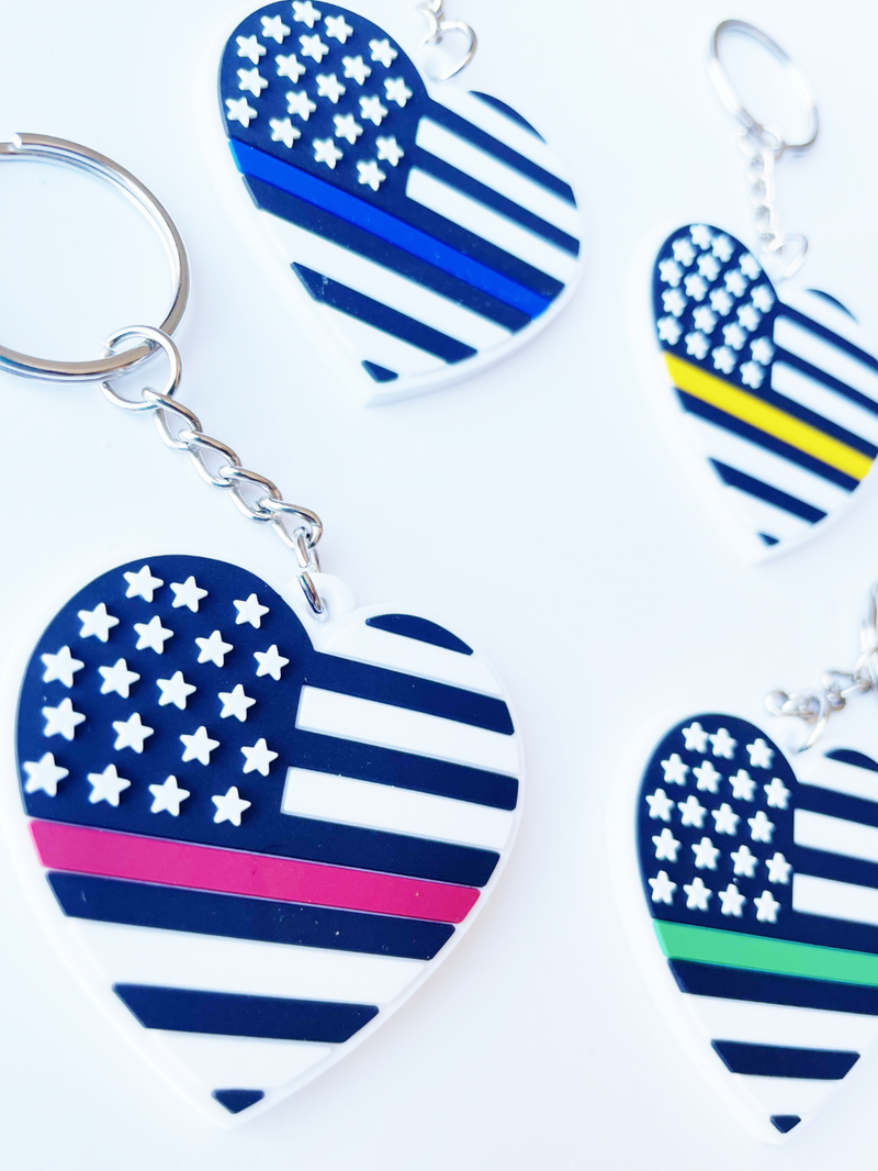 Heart Flag PVC Keychain // Select Your Line