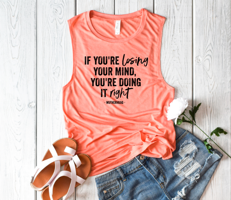 If You're Losing Your Mind © Ladies Flowy Muscle Tank (Black)
