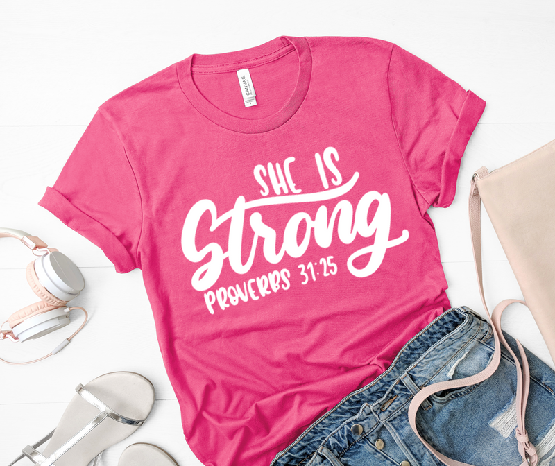 She Is Strong Breast Cancer Awareness Unisex Top (Charity Pink)