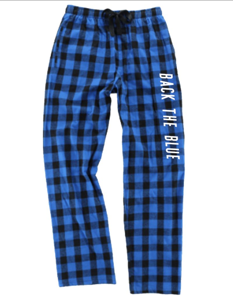 Back The Blue Flannel Pants With Pockets [Royal Blue/Black Buffalo]