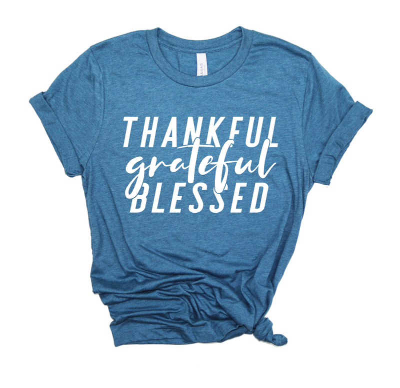 Thankful Grateful Blessed Unisex Top (White)