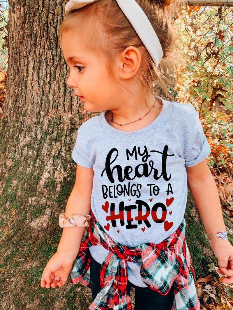 My Heart Belongs To A Hero © Toddler Tee  (Thin Red Line)