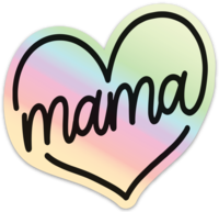 Mama Script Heart © Holographic Printed Decal