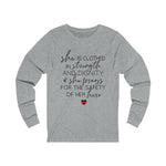 She Prays For The Safety of Her Hero © Unisex Long Sleeve Tee (Thin Red Line)